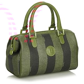 Fendi-Fendi Brown Pequin Boston Bag-Brown,Black