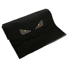 Fendi-Fendi Black Monster Wool Scarf-Black