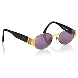 Fendi-Fendi Black Round Tinted Sunglasses-Black,Golden