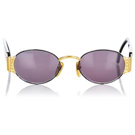 Fendi-Fendi Black Round Tinted Sunglasses-Black,Golden