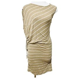 [Utilisé] MM6 (MM Six) Une Pièce Col Ras Du Cou / Sans Manches / Au Genou / Bordure / Design Déformé Beige x Blanc Beige