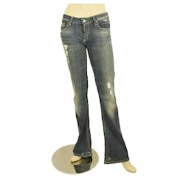 Dondup-Dondup Blue Kinshasa Denim Jeans Distressed Hose Hose Gr 27 Code P183Y Held-Weiß
