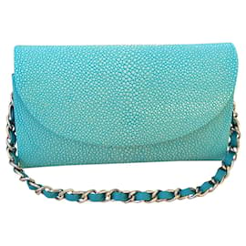 Autre Marque-Turquoise stingray clutch bag-Turquoise