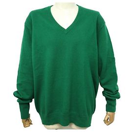 NEUF PULL ERIC BOMPARD COL V CLASSIQUE XL 56 EN CACHEMIRE VERT CASHMERE Vert