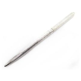 Tiffany & Co TIFFANY GUILLOCHE BALLPOINT PEN IN STERLING SILVER 925 + SILVER PEN BOX Silvery
