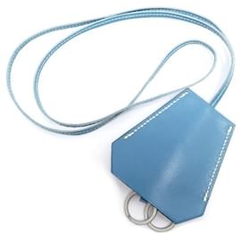 Hermès-NEW HERMES KEY RING LARGE BELL IN BLUE LEATHER JEWEL OF CHARM BAG-Blue