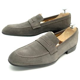Mocassini Hermès 43.5 SCARPE IN CAMOSCIO GRIGIO MARRONE CERVO Grigio