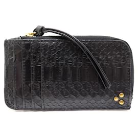 NEW CARD HOLDER JEROME DREYFUSS CLYDE BLACK PYTHON LEATHER NEW CARD HOLDER Black