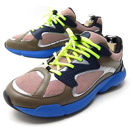 NEUF CHAUSSURES CHRISTIAN DIOR BASKETS B24 45 TOILE & CUIR + BOITE SNEAKERS Multicolore