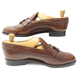 JM Weston-JM WESTON SHOES MOCCASINS pompom FLORAL TIP 115 9.5E 43.5 Brown-Brown