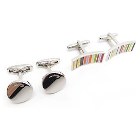 SALVATORE FERRAGAMO + PAUL SMITH CONJUNTO DE PINOS DE PUNHO DE PRATA Prata