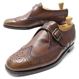 JM Weston-JM WESTON LOAFERS WITH BUCKLE 533 9E 43 BROWN LEATHER + STICKERS-Brown