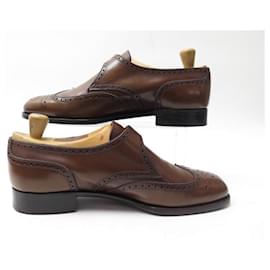 JM Weston-JM WESTON LOAFERS WITH BUCKLE 533 9E 43 BROWN LEATHER + STICKERS-Brown