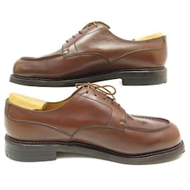 JM Weston-JM WESTON GOLF DERBY SHOES 8.5D 42.5 BROWN LEATHER + SLEEVES SHOES-Brown