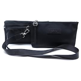 Longchamp-NEW LOT 2 LONGCHAMP LE PLIAGE NEO CLUTCHES IN BLACK CANVAS POUCH POUCH-Black