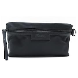 Longchamp-NEW LOT 2 LONGCHAMP LE PLIAGE NEO CLUTCHES IN BLACK CANVAS POUCH POUCH-Black