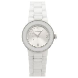 MAUBOUSSIN AMOUR BY DAY WATCH 31 CAIXA DE RELÓGIO DE AÇO QUARTZO E CERÂMICA MM Branco