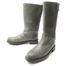 Hermès NEW HERMES SHOES LODGE BOOTS 41.5 SAPATOS DE BOTAS DE COURO CINZA Cinza