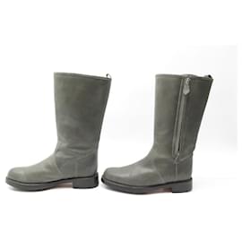 Hermès-NEW HERMES SHOES LODGE BOOTS 41.5 GRAY LEATHER BOOTS SHOES-Grey