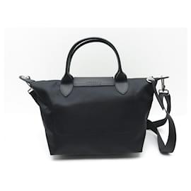 Longchamp-NEU LONGCHAMP LE PLIAGE NEO S HANDTASCHE AUS SCHWARZEM CANVAS BANDOULIERE HANDTASCHE-Schwarz