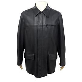 Hermès HERMES JACKET L 52 BLACK DEER LEATHER DEER LEATHER COAT JACKET Black