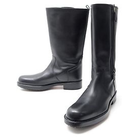 Hermès NOVAS SAPATAS HERMES LODGE BOOTS 42 CAIXA DE BOTAS DE COURO PRETO + COURO Preto
