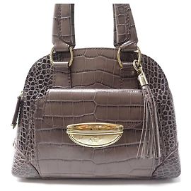 BOLSA LANCEL ADJANI PM EM TAUPE CROCO BOLSA DE OMBRO DE COURO Taupe