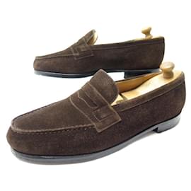 JM Weston-JM WESTON LOAFERS 180 8D 42 BROWN VELVET SUEDE SHOES-Brown