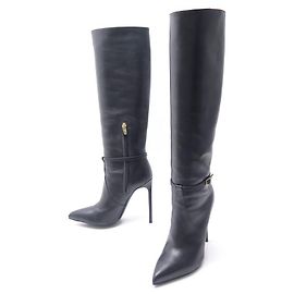 YVES SAINT LAURENT BOOTS WITH HEELS 331227 38 BLACK LEATHER BOOTS Black