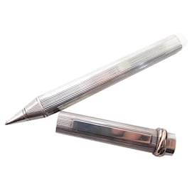 Cartier-STYLO BILLE CARTIER TRINITY EN METAL ARGENTE + ECRIN SILVER ROLLERBALL PEN-Argenté