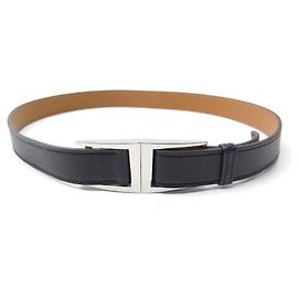 Hermès NEUE HERMES GÜRTEL STAHLSCHNALLE PALLADIA GRÖSSE 75 Schwarzes Leder 25mm Gürtel Schwarz