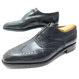 JM Weston-JM WESTON SHOES 675 Richelieu 11C 44.5 45 BLACK LEATHER STAINLESS STEEL SHOES-Black