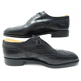 JM Weston-JM WESTON SHOES 675 Richelieu 11C 44.5 45 BLACK LEATHER STAINLESS STEEL SHOES-Black