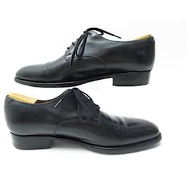 JM Weston-JM WESTON SHOES 577 Derby 6D 41 BLACK LEATHER + BLACK SHOES TRIMMERS-Black