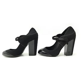Chanel-CHANEL SHOES WITH STRAPS IN TWEED AND BLACK PATENT LEATHER 40 SHOES-Black