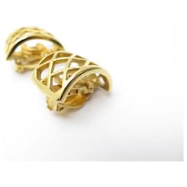 Chanel-VINTAGE CHANEL CAGE CC LOGO EARRINGS IN GOLDEN GOLDEN EARRINGS-Golden