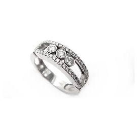 MESSIKA MOVE CLASSIC PAVEE RING 54 OURO BRANCO 18K & DIAMOND + RING BOX Prata