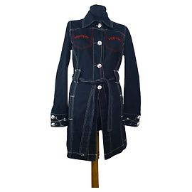 Gabardina de mezclilla bordada Galliano azul Azul Multicolor