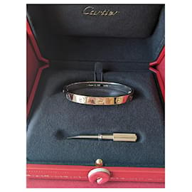 Cartier-Cartier tamaño 16 18k Juego completo de pulsera Love de oro blanco-Blanco