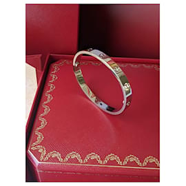 Cartier-Cartier tamaño 16 18k Juego completo de pulsera Love de oro blanco-Blanco