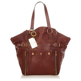 Yves Saint Laurent Sac cabas en cuir marron YSL Downtown Marron