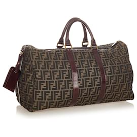 Fendi-Fendi Brown Zucca Canvas Travel Bag-Brown