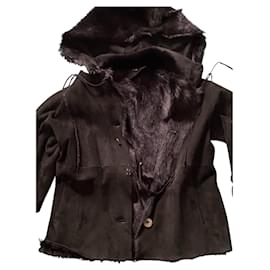Autre Marque-Fur jacket with removable hood.-Black