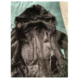 Autre Marque-Fur jacket with removable hood.-Black