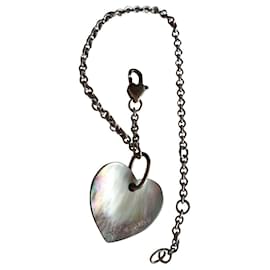Yves Saint Laurent-Verstellbares silbernes Herzarmband 925 und Perlmutt-Silber