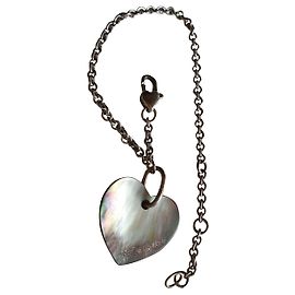 Yves Saint Laurent Pulsera corazón plateada ajustable 925 y nácar Plata