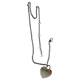 Yves Saint Laurent-Silver heart necklace 925 and mother of pearl-Silvery,Eggshell