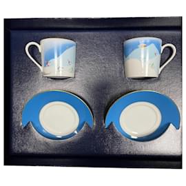Chopard-Conjunto de xícara e pires de porcelana Chopard Rare-Branco,Azul