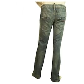 Dsquared2-Dsquared 2 Pantaloni blu denim jeans a vita bassa con toppe al ginocchio pantaloni sz 40-Blu