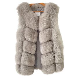 Autre Marque Colete de pele cinza sem mangas Mayfurs Cinza
